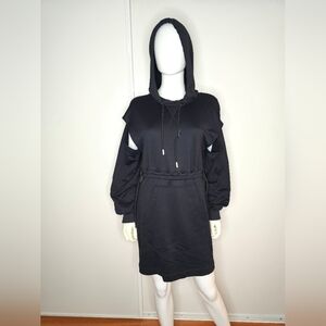 DIESEL Hoodie All Black Cut Out Dress w/ Open Back Size S Women Gothic Grunge